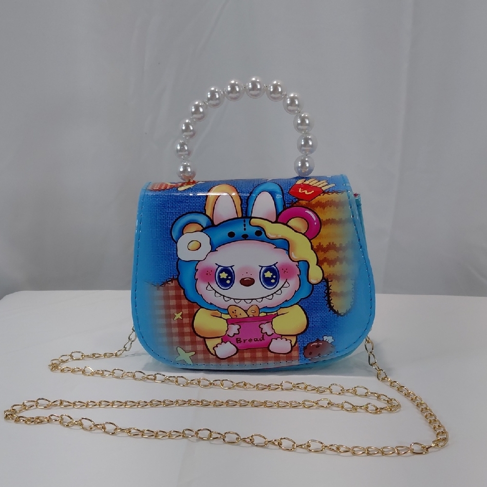 Blue Cartoon Print Labubu Women's Bag